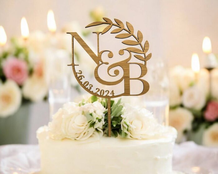 cake topper mariage bois harmonie