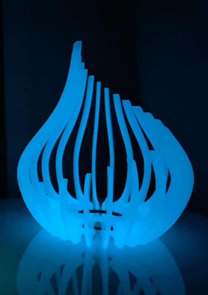 photophore spirale blanc phosphorescent bleu glowing in the dark