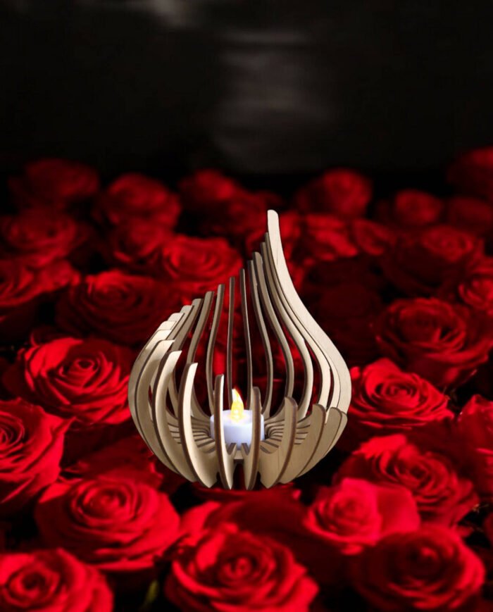 photophore spirale bois bouleau saint valentin