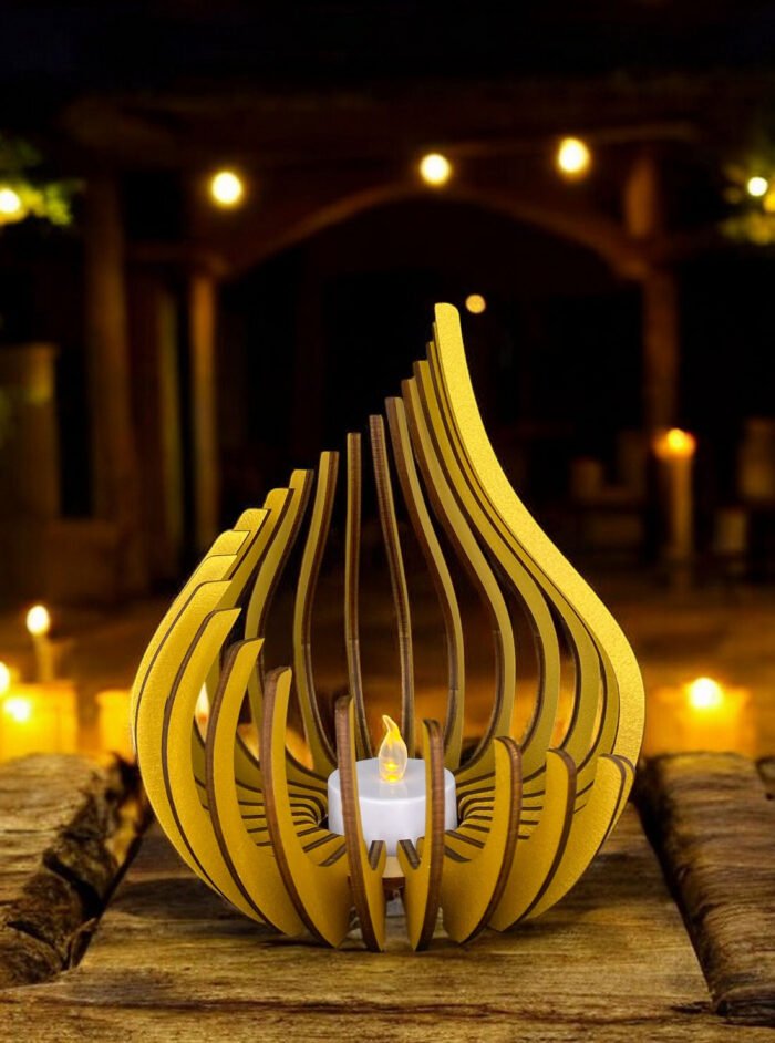 photophore spirale bois peint or ambiance bois