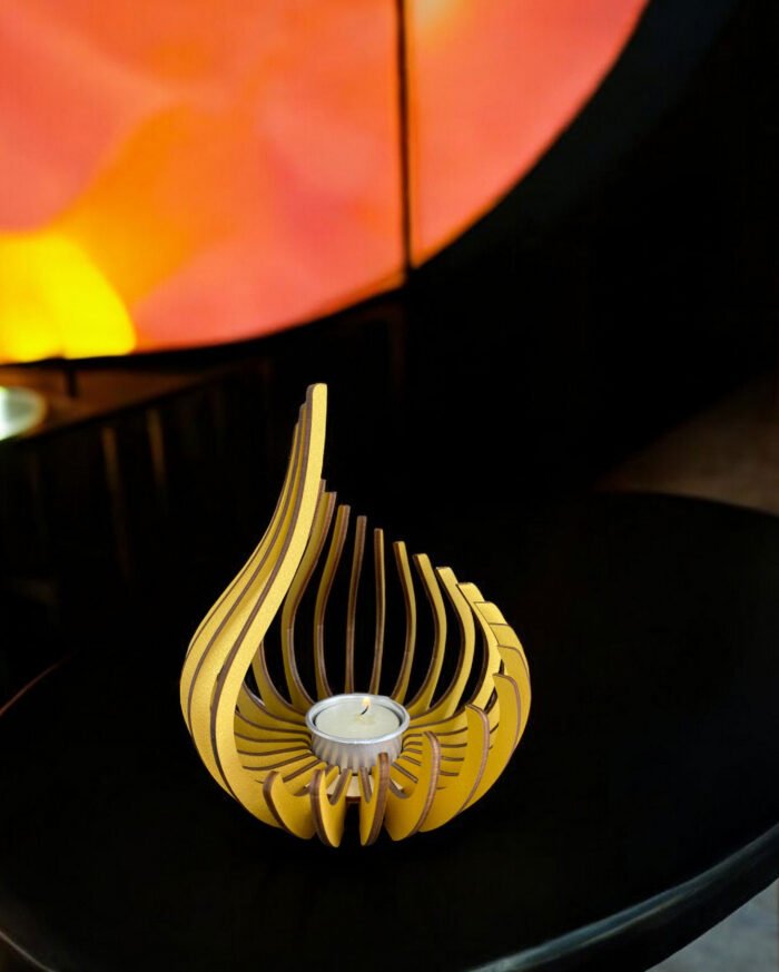 photophore spirale bois peint or ambiance design interieur