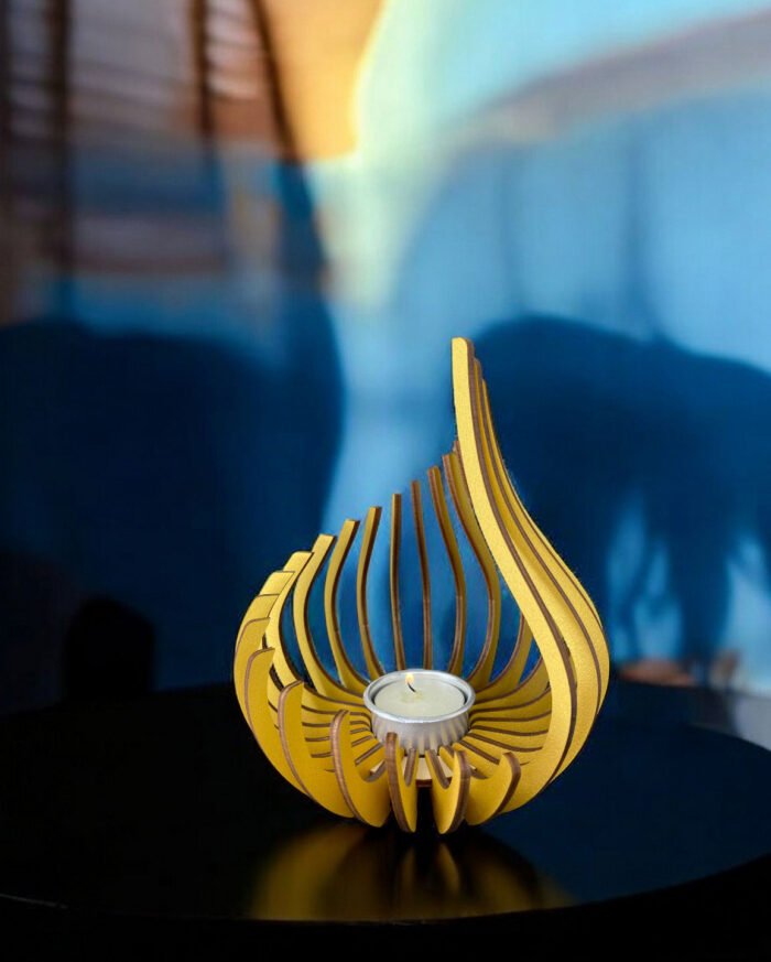 photophore spirale bois peint or design moderne