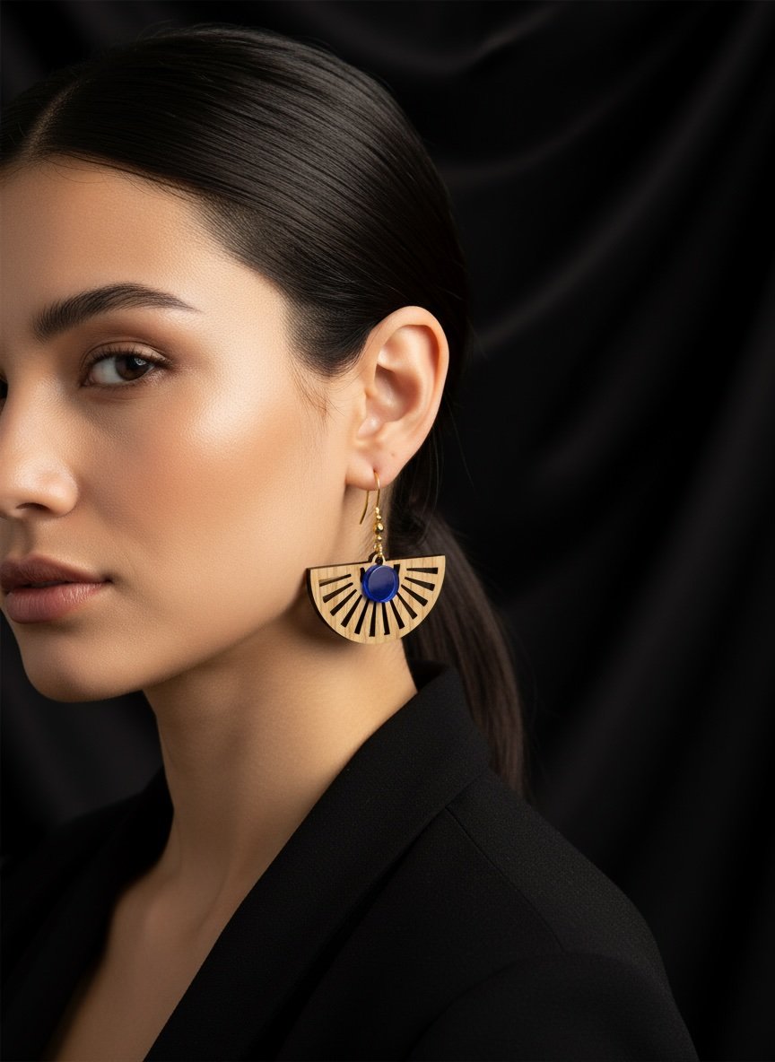 boucles oreille sensu chene bleu femme