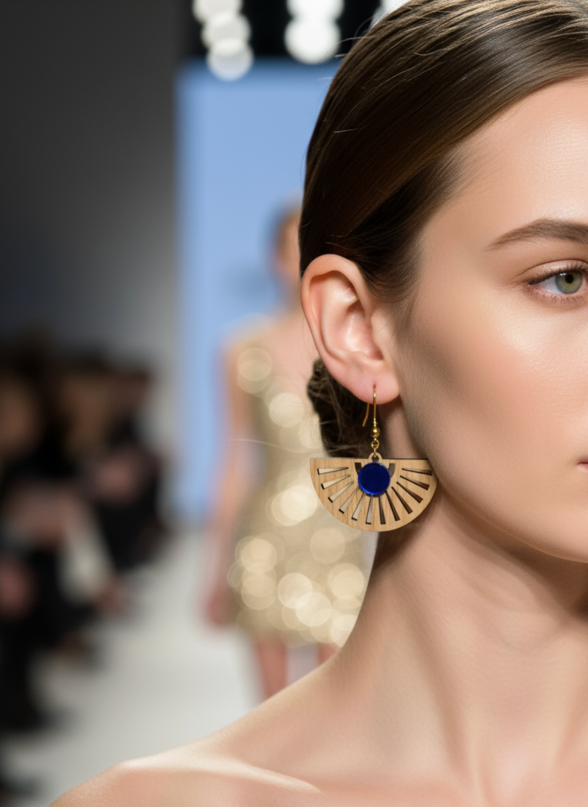 boucles oreille sensu chene miroir bleu defile mode