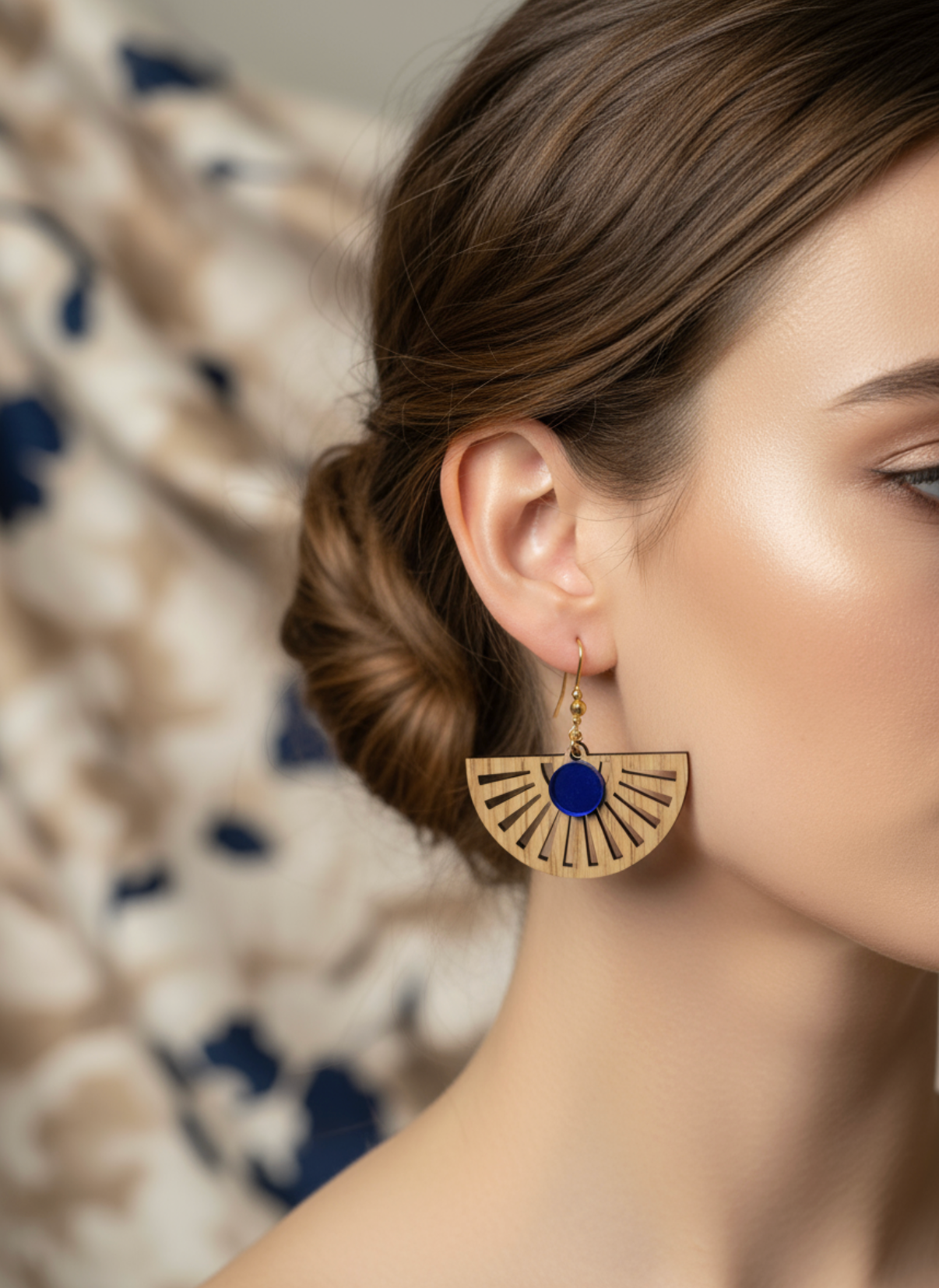 boucles oreille sensu chene miroir bleu