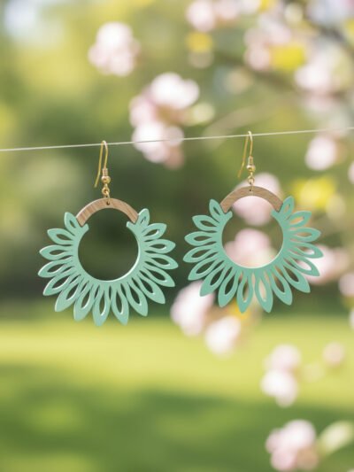 boucles oreilles acrylique menthe blossom wood boucles oreilles acrylique menthe blossom wood