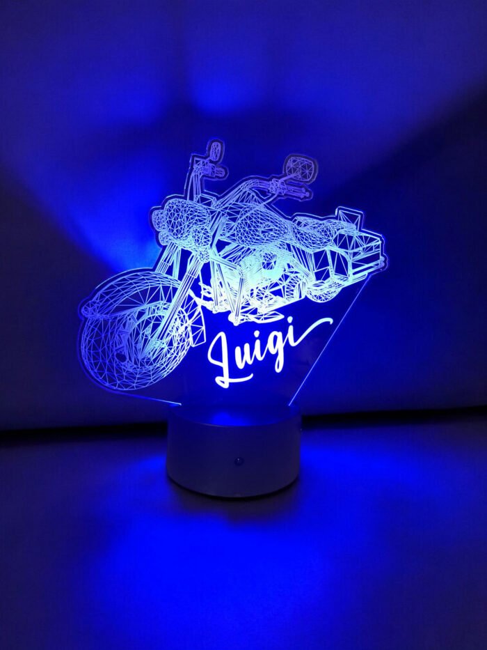 lampe 3d personnalisee moto harley bleue