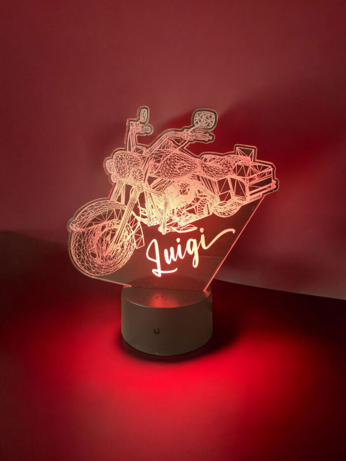 lampe 3d personnalisee moto harley rouge