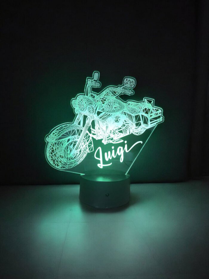 lampe 3d personnalisee moto harley verte prenom