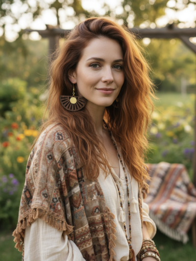 boucles oreille sensu noyer acrylique miroir or